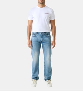 Jean droit en denim - Guess Jeans - Bleu jean clair