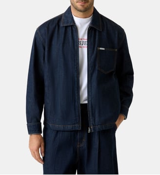 Surchemise droite fermeture zippée en coton - Guess Jeans - Bleu jean