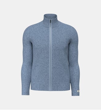 Gilet ajusté côtelé en coton mélangé - Guess Jeans - Bleu