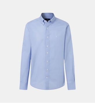 Chemise à manches longues et col américain - Hackett London - Bleu