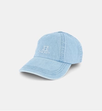 Casquette signature coton denim délavé - Hackett London - Bleu denim