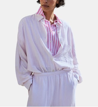 Chemise rayée ample - American Vintage - Rose