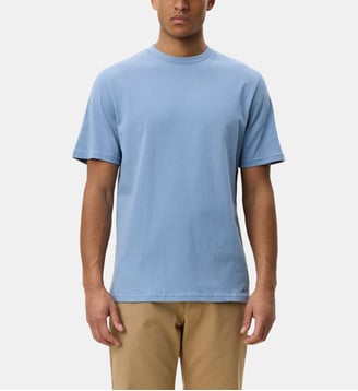 T-shirt droit coton organique imprimé plante - Les Deux - Bleu clair