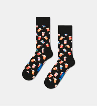 Chaussettes hautes Take Away Latte en coton mélangé imprimé - Happy Socks - Noir