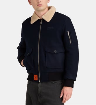 Blouson aviator en drap de laine  - Bombers Original - Navy