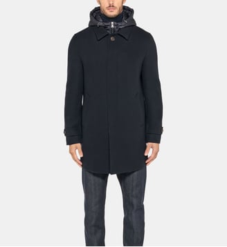 Manteau mi-long à plastron - Geox - Bleu marine