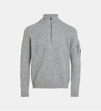 Pull camionneur zippé en laine stretch - C.P. Company - Gris