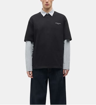 T-shirt droit Sauni coton bio - Samsoe Samsoe - Noir et blanc