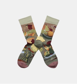 Chaussettes Brunch en coton mélangé - Bonne Maison - Vert de gris