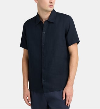 Chemisette droite Saavan JX lin bio - Samsoe Samsoe - Bleu marine