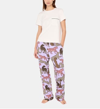 Ensemble de pyjama long imprimé Léopards étoilés - Chelsea Peers - Lilas