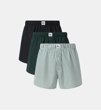 Lot de 3 caleçons unis et rayés en coton - Lacoste - Vert et noir