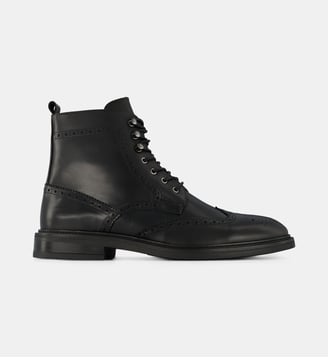 Boots brogues Olinde bout fleuri cuir - Comptoir GL - Noir