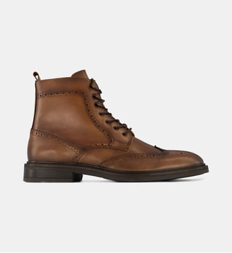 Boots brogues Olinde bout fleuri cuir - Comptoir GL - Marron