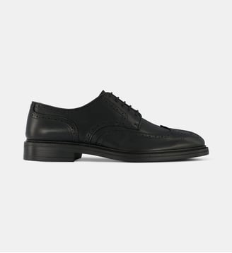 Derbies brogues à bout fleuri Otis cuir - Comptoir GL - Noir