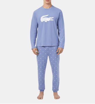 Pyjama long Big Croco - Lacoste - Bleu moyen