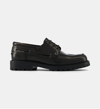 Chaussures bateau Oury cuir polido - Comptoir GL - Noir