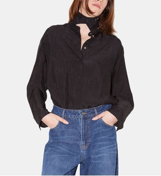 Chemise Ally en satin d'acétate - Roseanna - Charbon