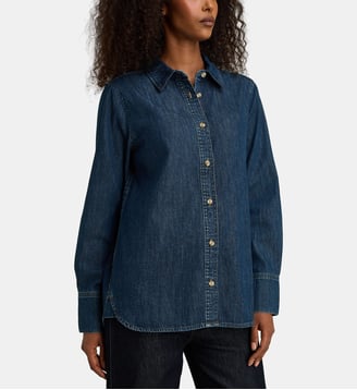 Chemise droite classique en coton denim - Lee - Bleu denim