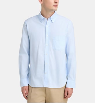 Chemise droite Candy rayée en coton - Officine Générale - Bleu et blanc