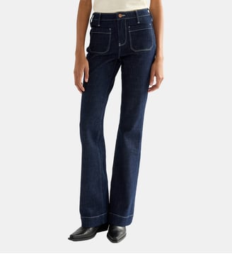 Jean Orbit flare stretch taille mi haute - Wrangler - Bleu jean foncé