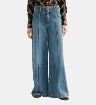 Jean Peaked ample décontracté taille haute - Wrangler - Bleu jean clair