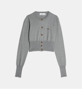 Cardigan court Bea signature en coton bio mélangé - Vivienne Westwood - Gris foncé
