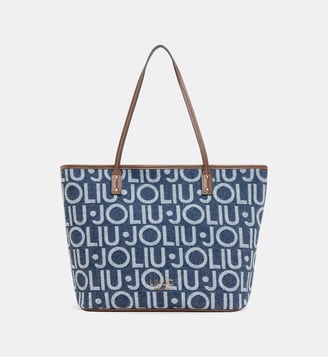 Sac cabas signatures coton denim - Liu Jo - Bleu jean délavé