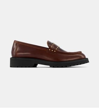 Mocassins avec studs Charlize cuir - Galeries Lafayette - Marron