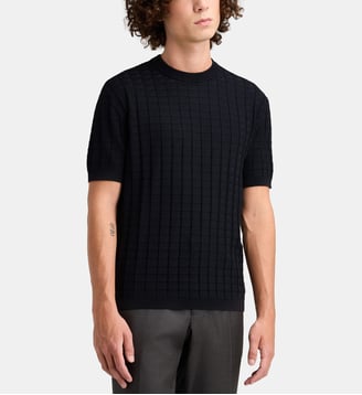 Pull en maille damier - Armani Exchange - Bleu nuit