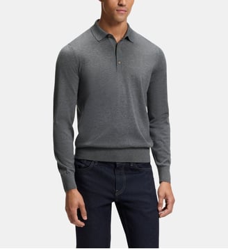 Pull à col polo - BOSS - Gris moyen