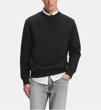 Sweat droit coton signature - BOSS - Noir