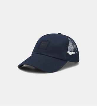 Casquette en twill de coton et mesh - BOSS - Bleu foncé