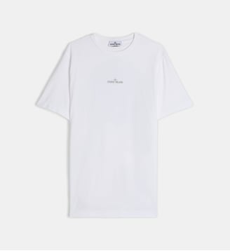 T-shirt droit long en coton - Stone Island - Blanc