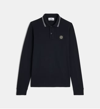 Polo Patch Logo coton - Stone Island - Bleu marine foncé