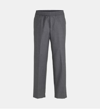 Pantalon droit Walter en flanelle de laine vierge - Officine Générale - Gris foncé