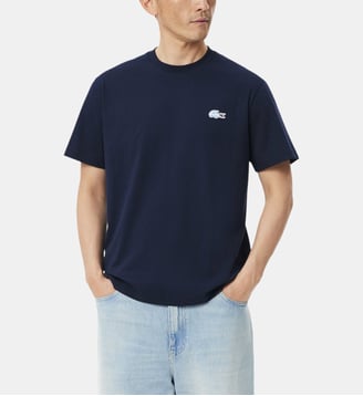 T-shirt droit big croco coton - Lacoste - Bleu marine
