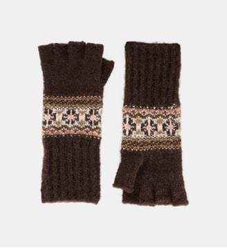 Mitaines Saskia à jacquard - Galeries Lafayette - Marron chocolat