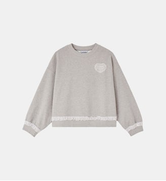 Sweat droit en coton signature - Ganni - Gris