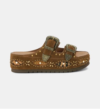 Sandales plateforme Western en cuir - Kurt Geiger London - Marron