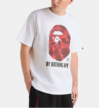 T-shirt droit logo camouflage coton  - A BATHING APE ® - Blanc et bordeaux
