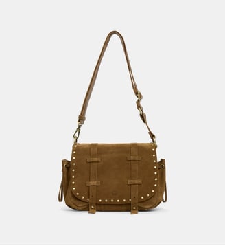 Sac à main Tess clous croûte de cuir - Mila Louise - Marron foncé