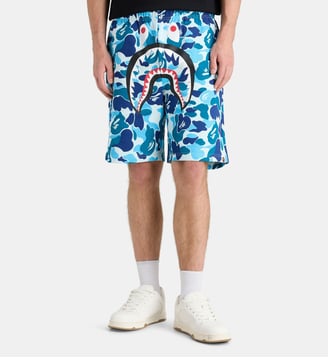 Short camouflage requin coton molletonné - A BATHING APE ® - Blue