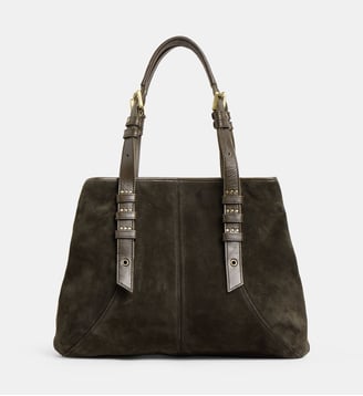 Sac cabas Katell cuir velours - Mila Louise - Kaki foncé