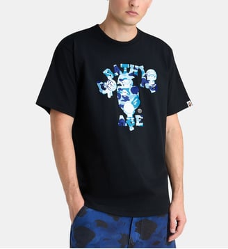 T-shirt droit Camouflage Collège coton  - A BATHING APE ® - Noir et bleu