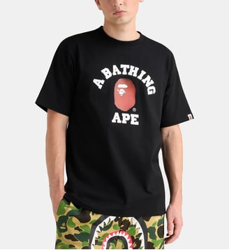 T-shirt droit logo camouflage coton - A BATHING APE ® - Noir et rouge