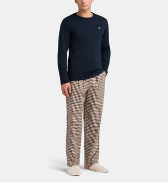 Ensemble de pyjama long - Emporio Armani - Bleu marine et beige
