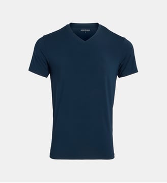 T-shirt col V Soft Modal - Emporio Armani - Bleu marine