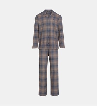 Ensemble de pyjama long en flanelle - Emporio Armani - Marron et bleu