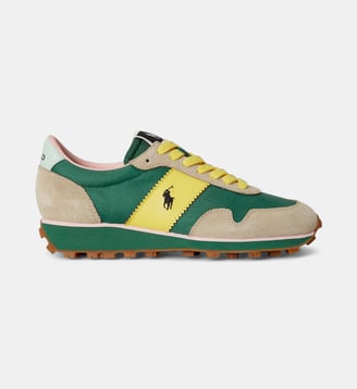 Baskets Trail 125 en daim et en filet - Polo Ralph Lauren - Vert et jaune